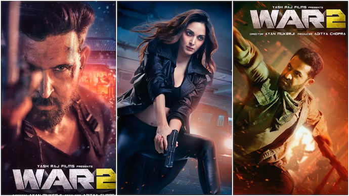 War 2: Hrithik Roshan vs Jr NTR – India’s Most Awaited Spy Clash 2 Official War 2 poster showing Hrithik Roshan and Jr NTR facing off with intense expressions